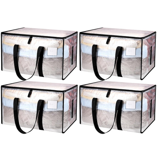 4Pcs 69x35x38CM Oversized Moving Bag with Reinforced Handles Transparent Heavy-Duty Storage Tote