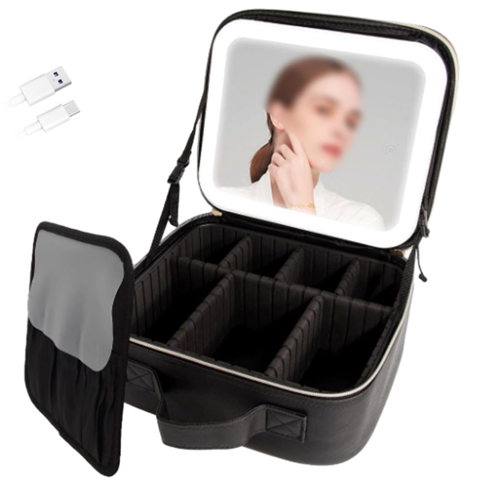 25x10.5x23CM Travel Makeup Storage Bag with Mirror and Light