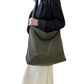 Large Capacity Corduroy Tote Bag with Adjustable Strap for Women