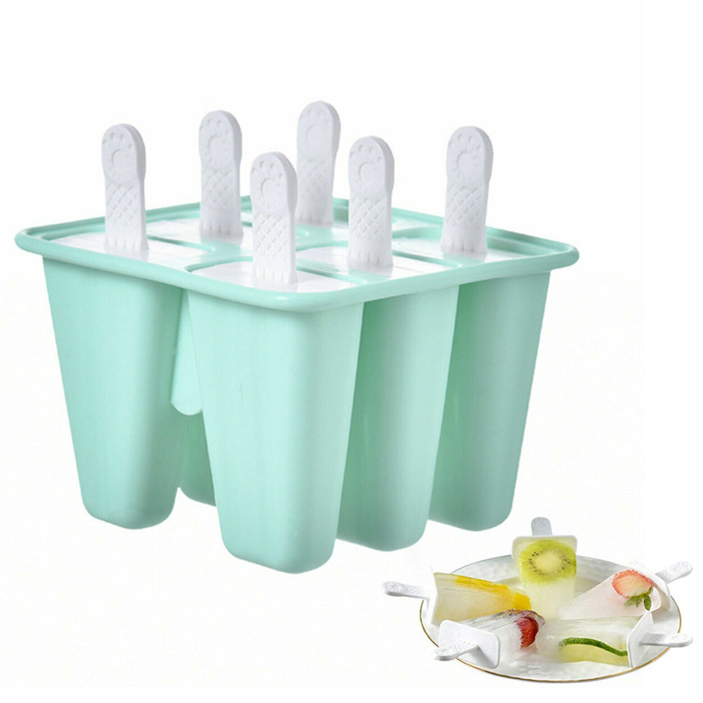 6 Cavity Ice Cream Mould Block Popsicle Molds Ice Lolly Mold With Sticks