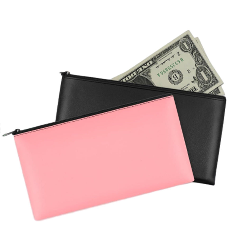 PU Leather Zipper Security Cash Bag
