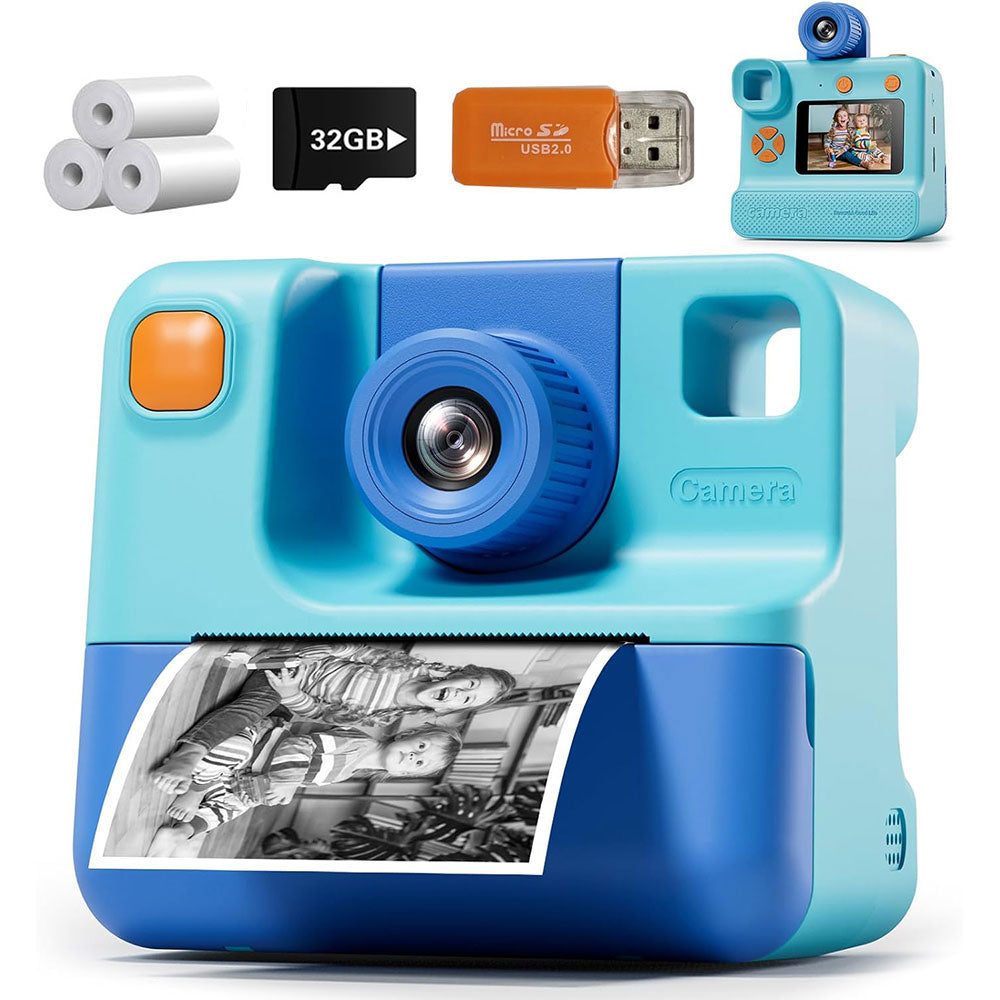 1080P Instant Print Camera Toy HD Selfie Digital Video Cameras with Print Papers and 32GB SD Card