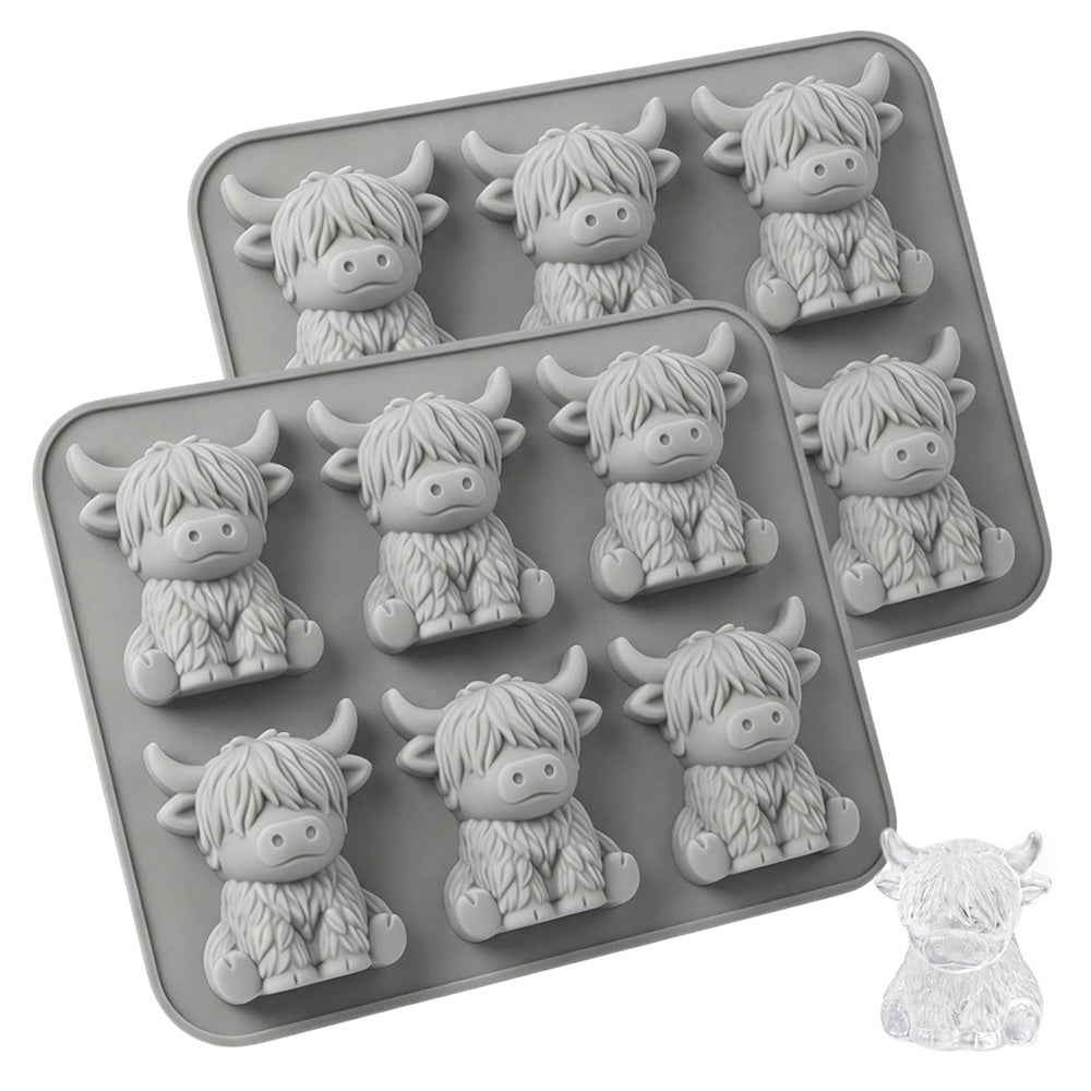 2 Pack 6 Cavity Silicone Highland Cow Ice Cube Molds