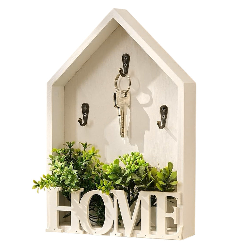 Vintage Key Holder Wall Mount with 3 Metal Hooks Key Rack for Entryway Living Room