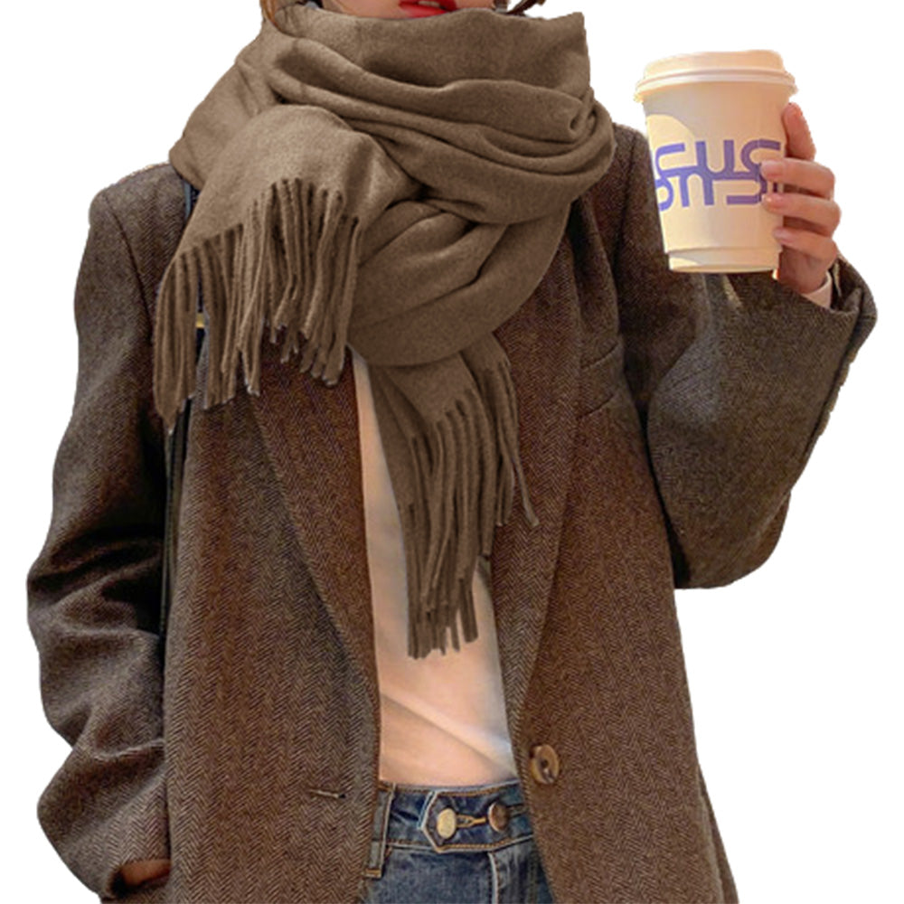 Oversized Unisex Polyester Shawl Wrap Scarf in Solid Colors