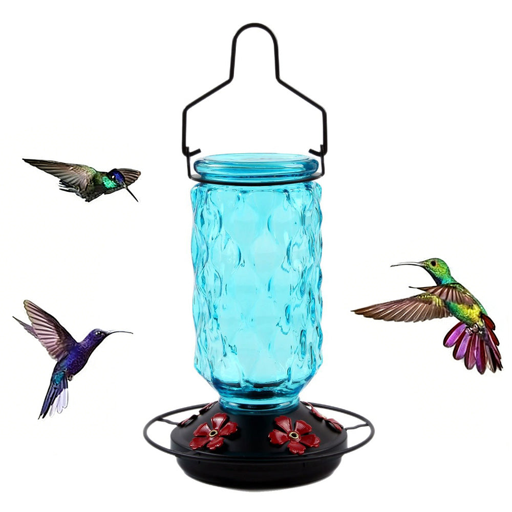 Stained Glass Hummingbird Feeder Wide Mouth Garden Decor