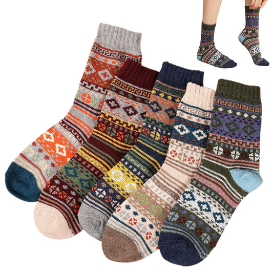 5 Pack Winter Warm Knit Socks Thick Soft Multicolor Free Size for Men and Women