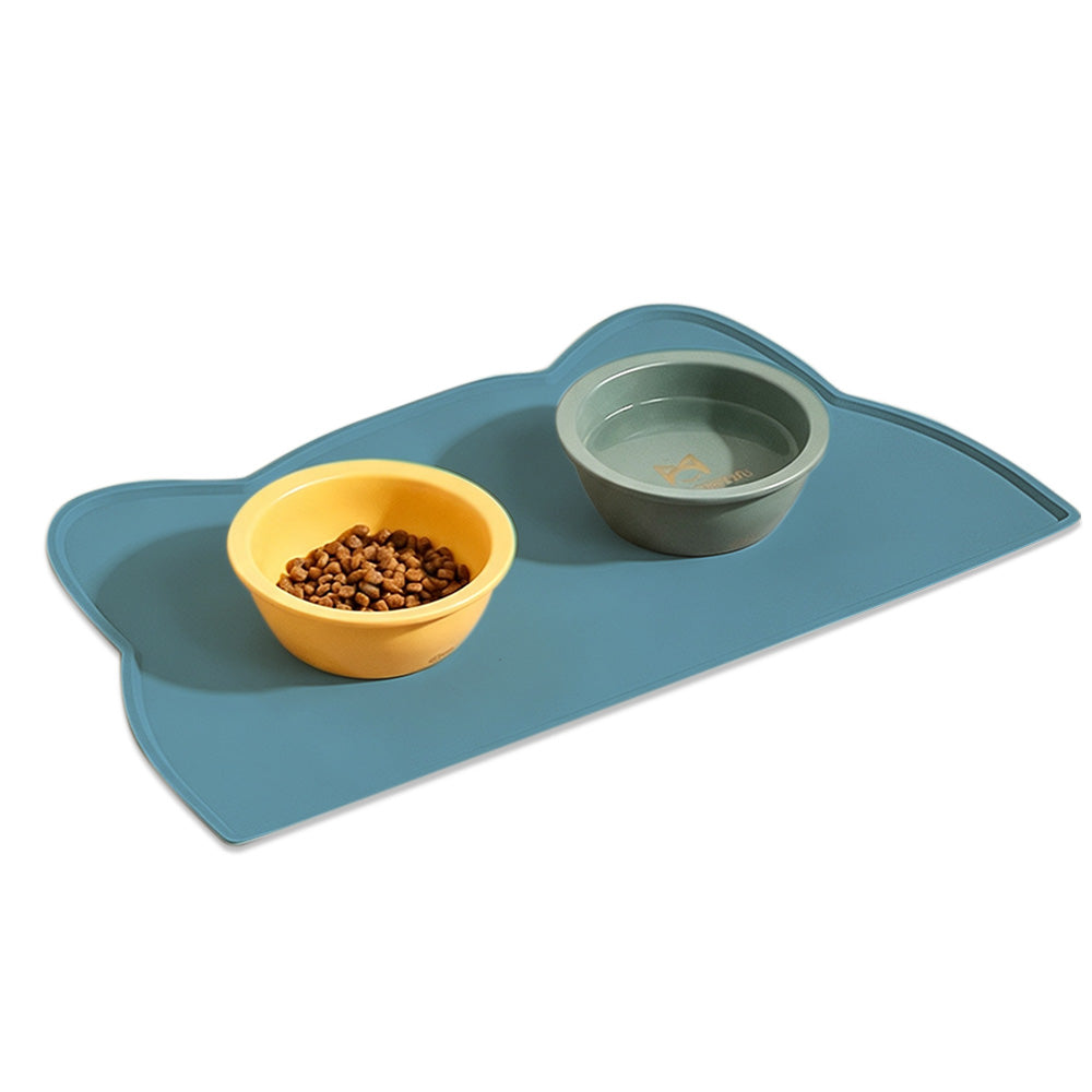 Thick Silicone Non Slip Pet Feeding Mat with Raised Spill Edge