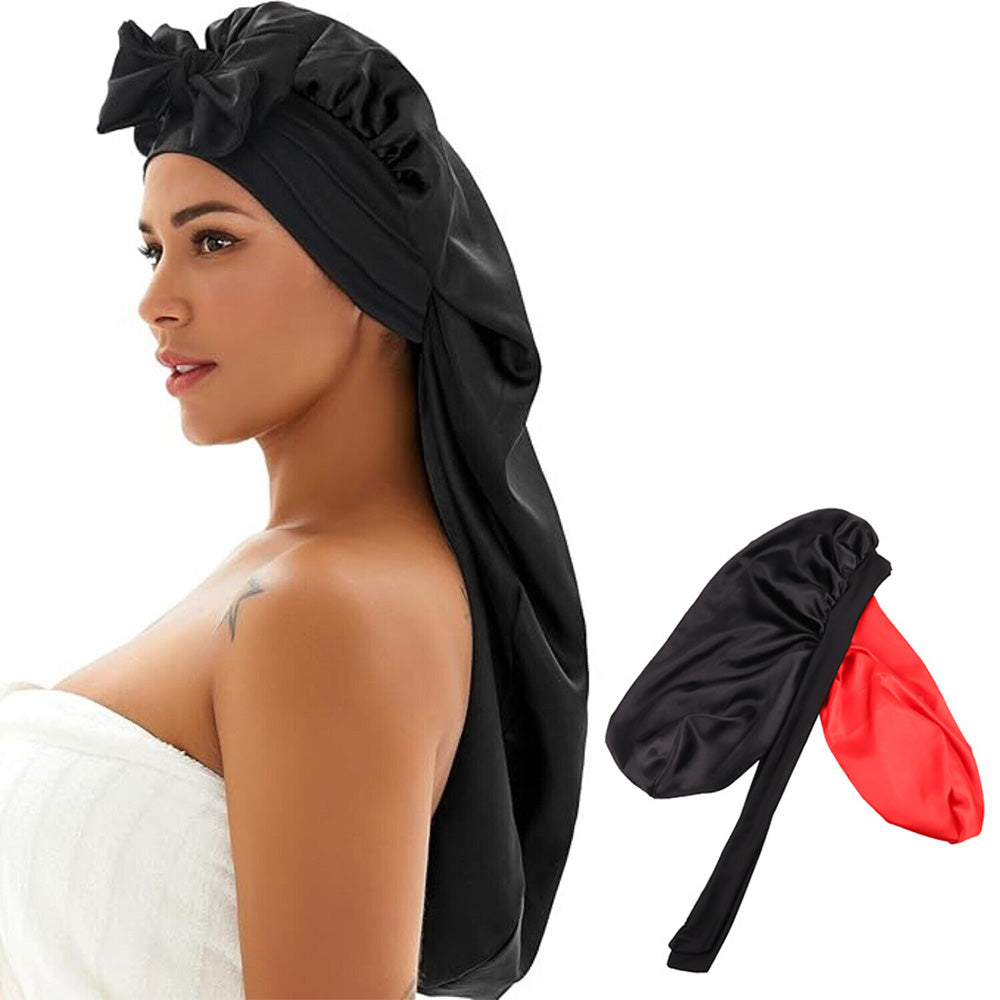 Double Layer Reversible Silk Bonnet Long Bonnet Satin Hair Silk Bonnet For Sleeping