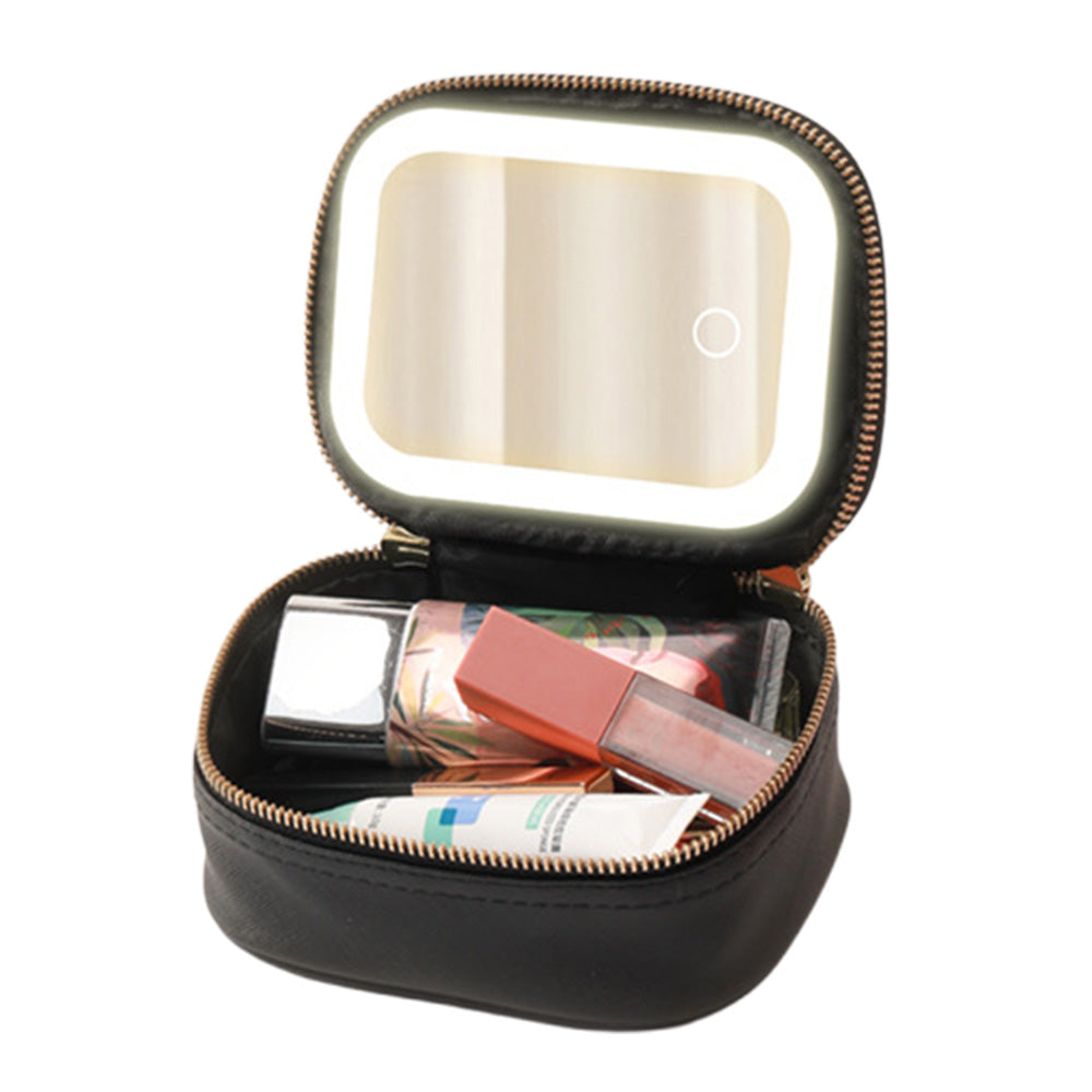 Small Makeup Bag Travel Case with Mirror and Adjustable Light