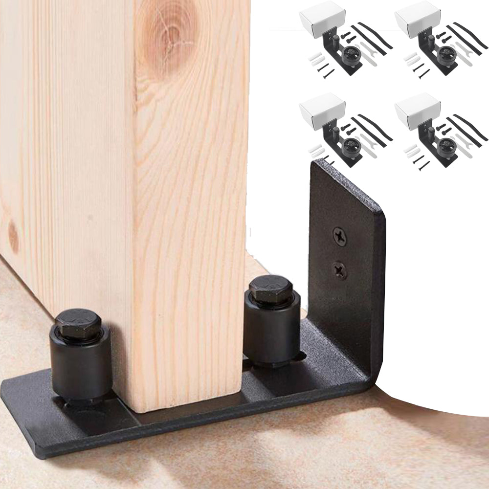4Pcs Wall Mounted Sliding Barn Door Floor Guide for Flush Bottom Adjustable Stay Rollers