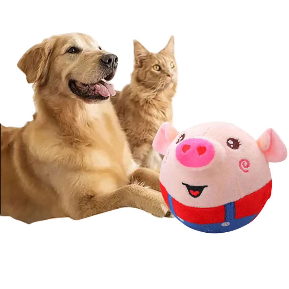 Active Moving Pet Plush Toy Interactive Bouncing Ball Sound Electronic Dog Toy