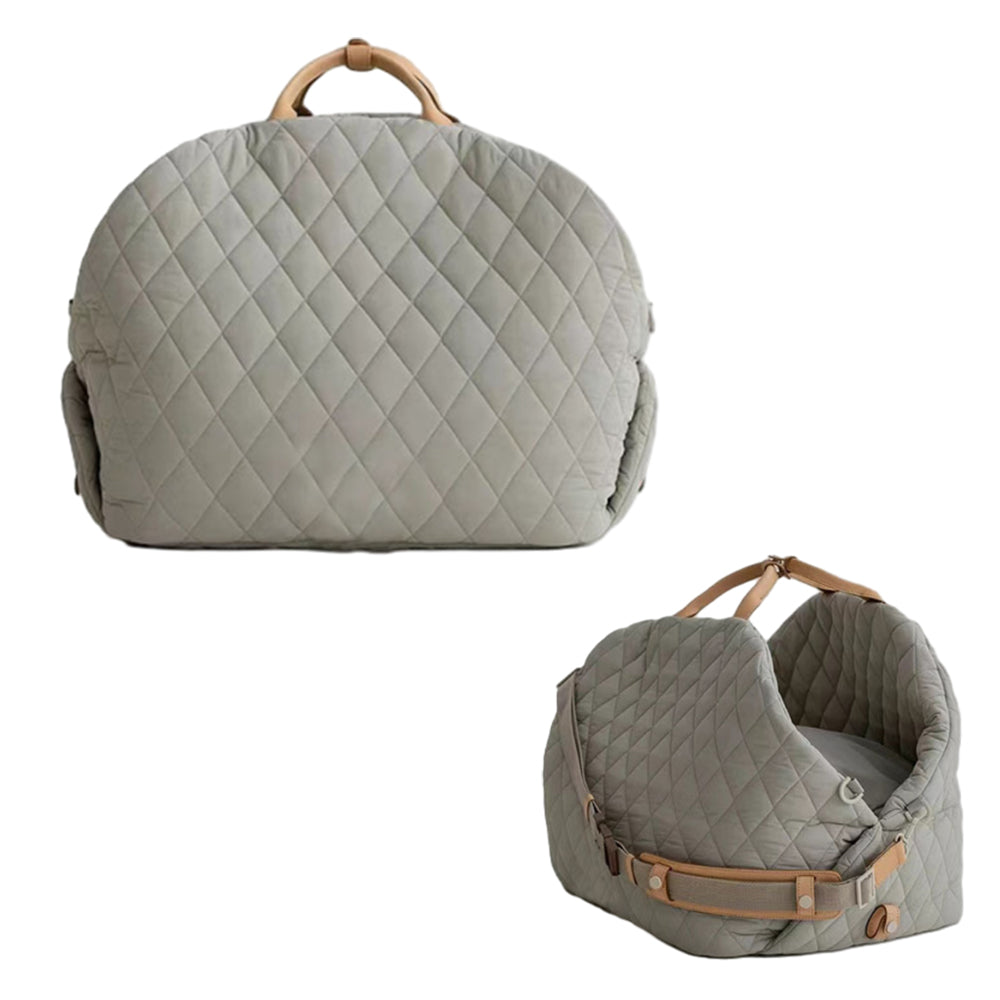 Soft Fluffy Car Seat Booster for Pet Travel Carrier Bed with Long Strap