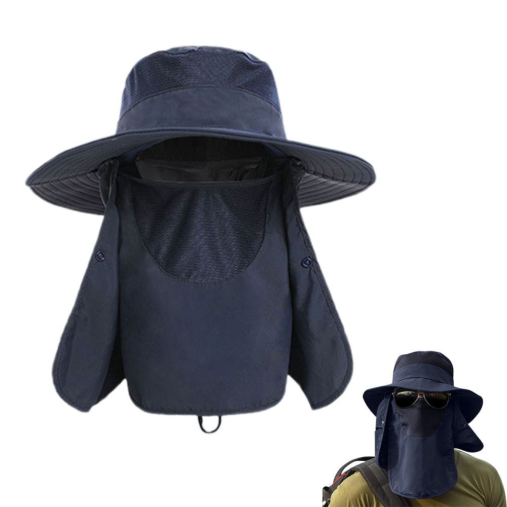 Outdoor Sun Protection Fishing Cap Wide Brim Hat With Neck Flap And Face Cover