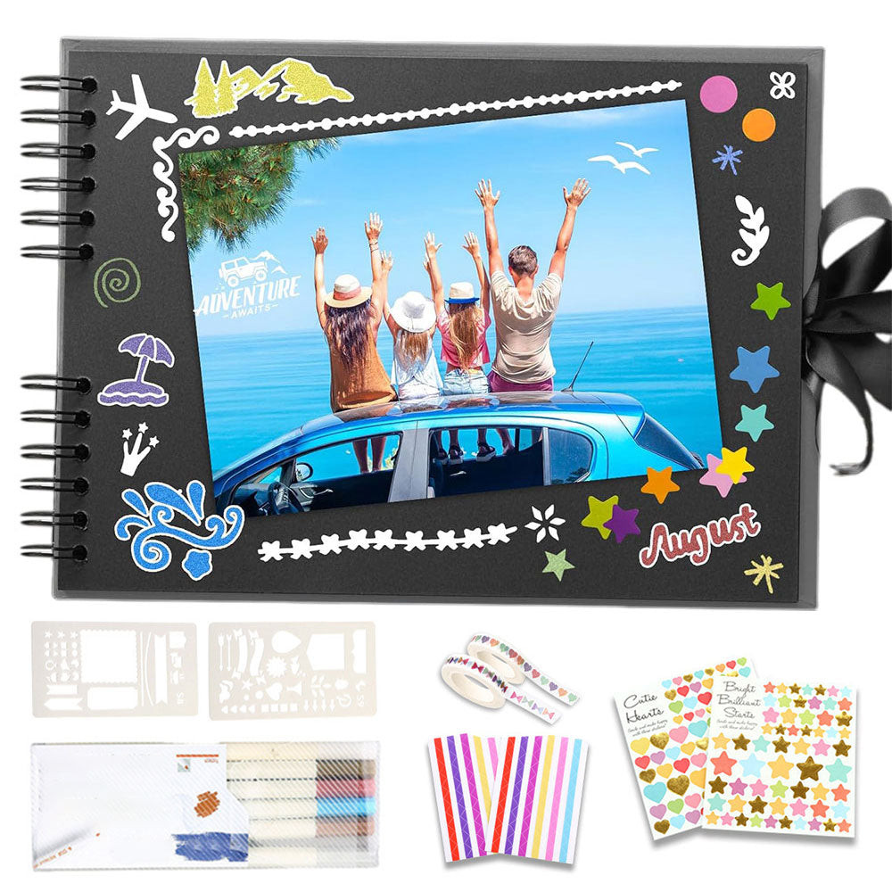 29x21.5CM DIY Photo Album 80 Pages Black Scrapbook Set
