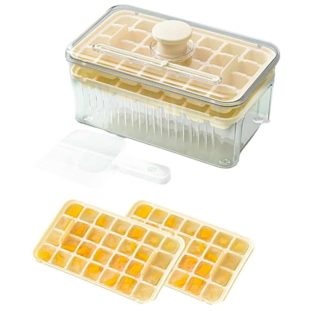 56 Grid Plastic Ice Tray Mold with Scoop Ice Cube Maker Storage Container Box