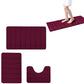 3Pcs Coral Fleece Bathroom Mat Anti Slip Toilet Rugs Fast Absorbent