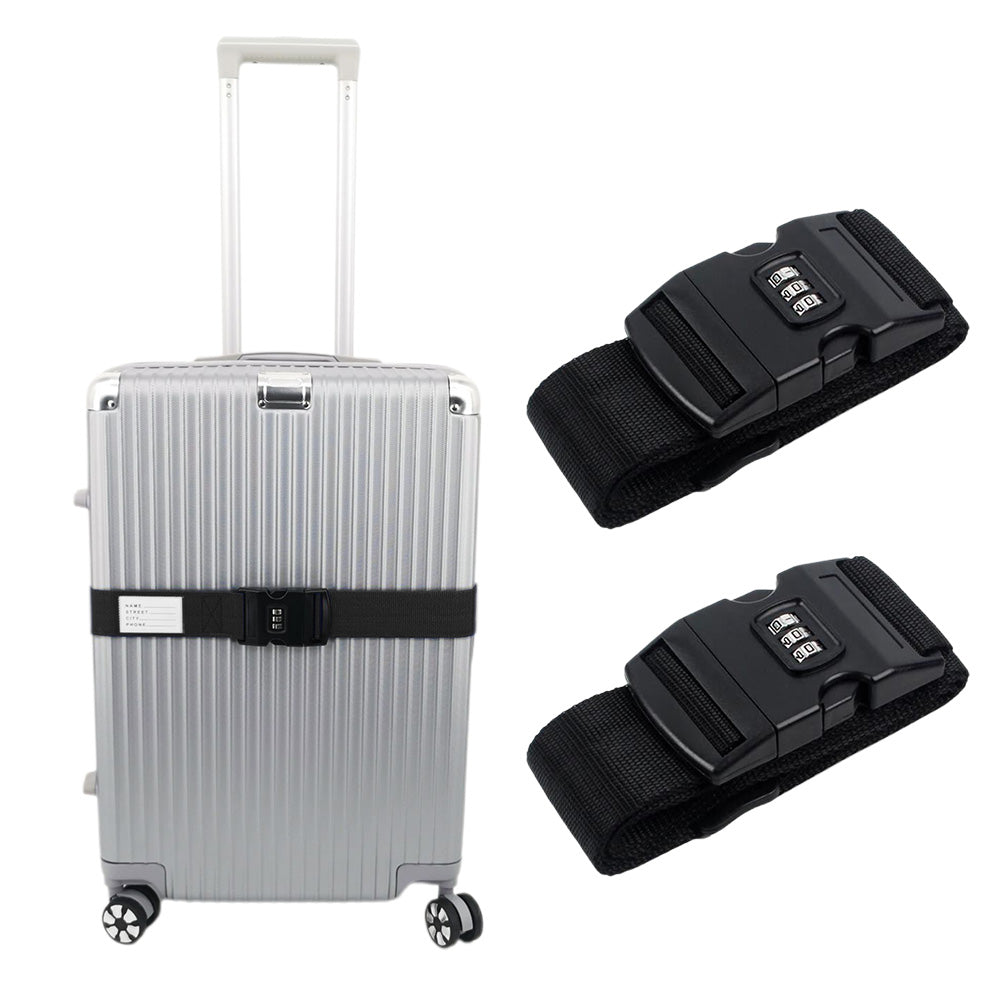 2Pcs Luggage Strap Code Password Travel Suitcase Secure Lock Security Packing Belt
