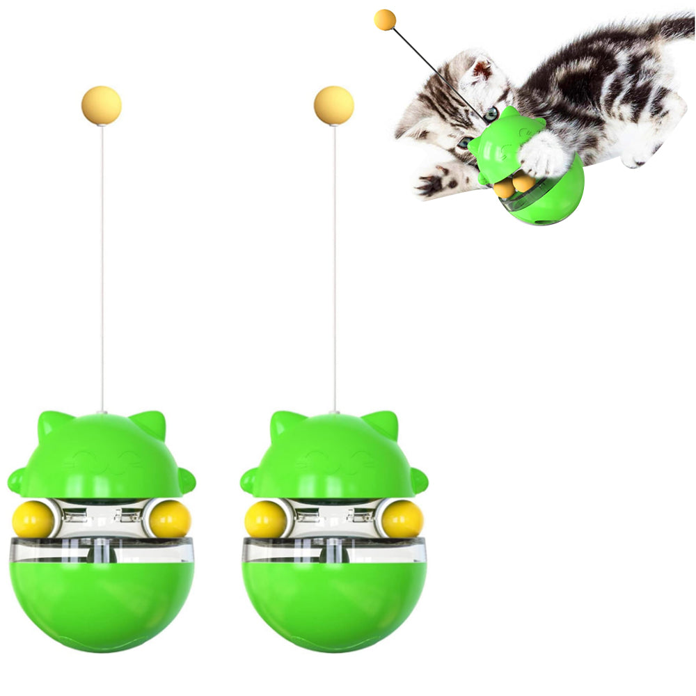 2Pcs Cat Treat Ball Tumbler Interactive Toy