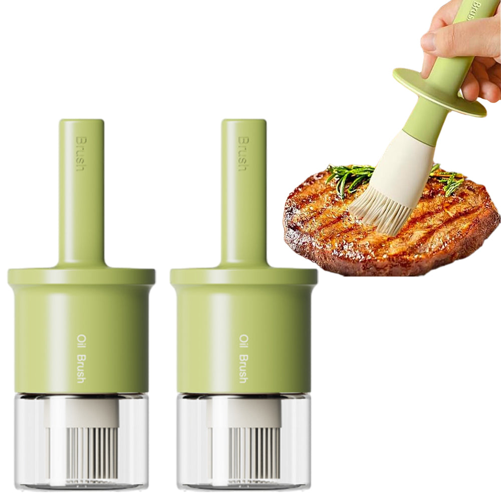 2Pcs Oil Dispenser Bottle with Heat Resistant Brush for Kitchen BBQ Baking Cooking