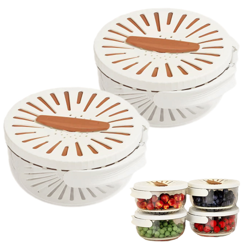2Pcs Plastic Fruit Vegetable Washing Drain Basket with Lid