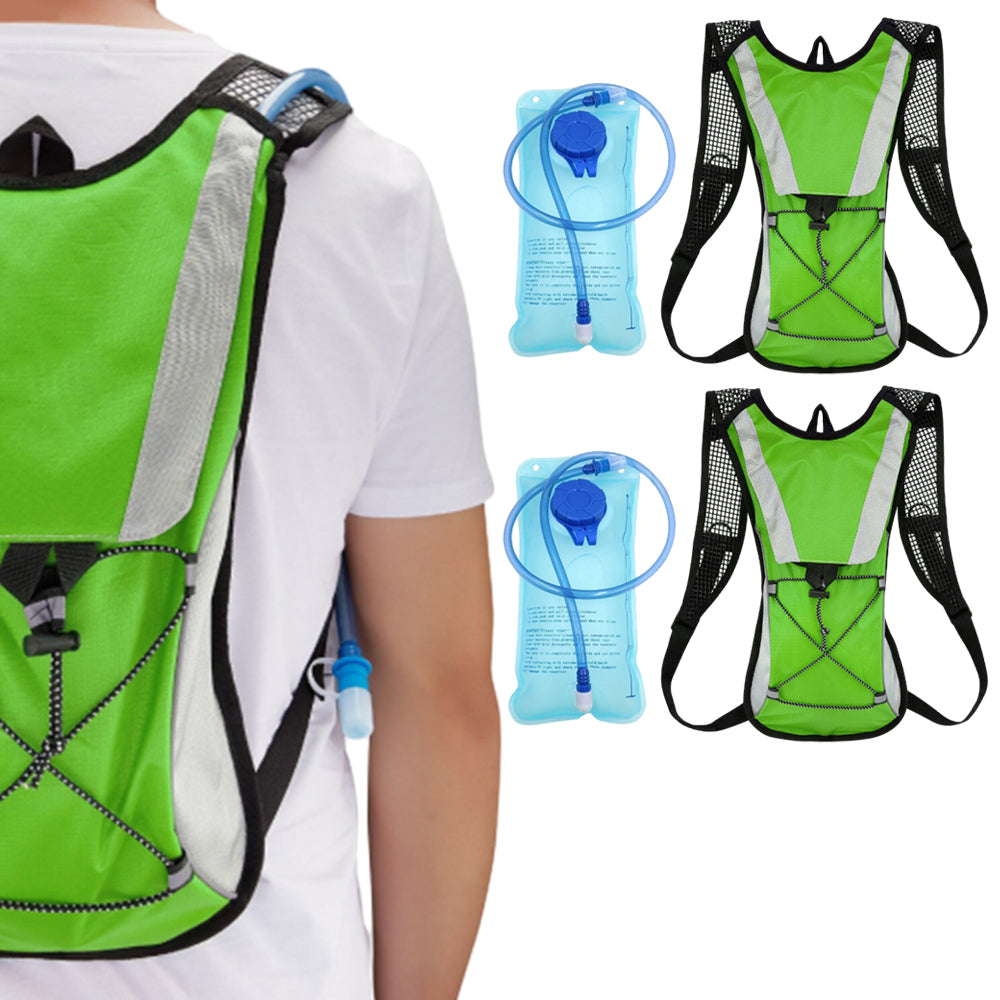 2Pcs Hydration Pack Backpack Bag With 2L Water Bladder For Hiking Camping