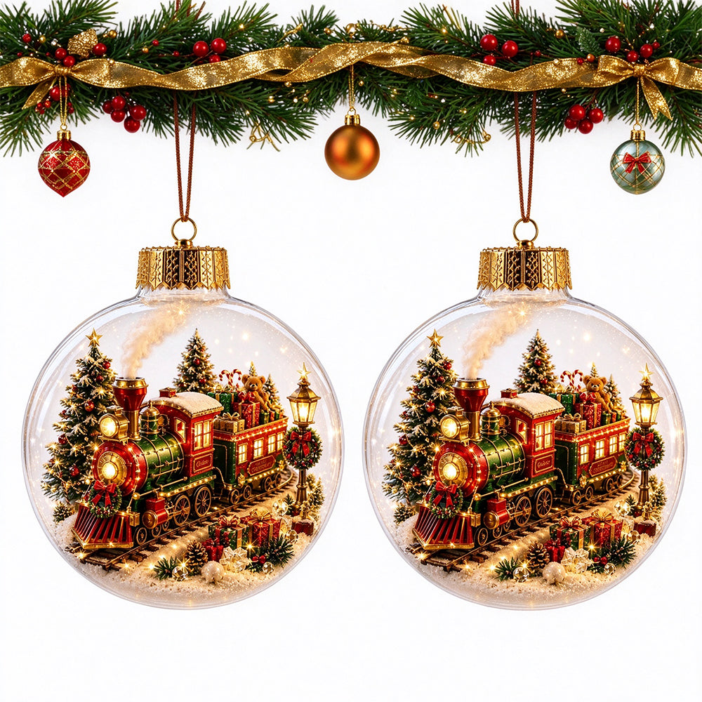 2 Pack 8cm Clear Plastic Fillable Christmas Ball Ornaments