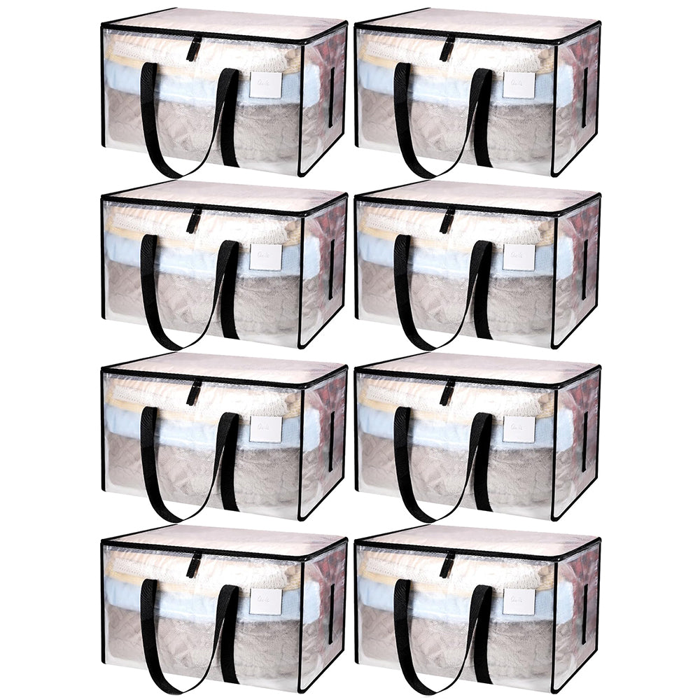8Pcs 69x35x38CM Oversized Moving Bag with Reinforced Handles Transparent Heavy-Duty Storage Tote