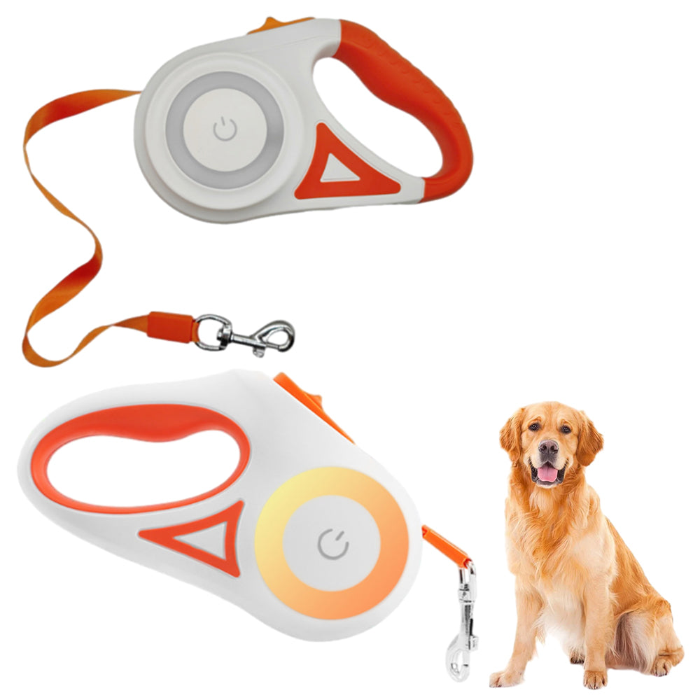 2Pcs RGB 5M Extendable Retractable LED Training Lead Rope Pet Leash