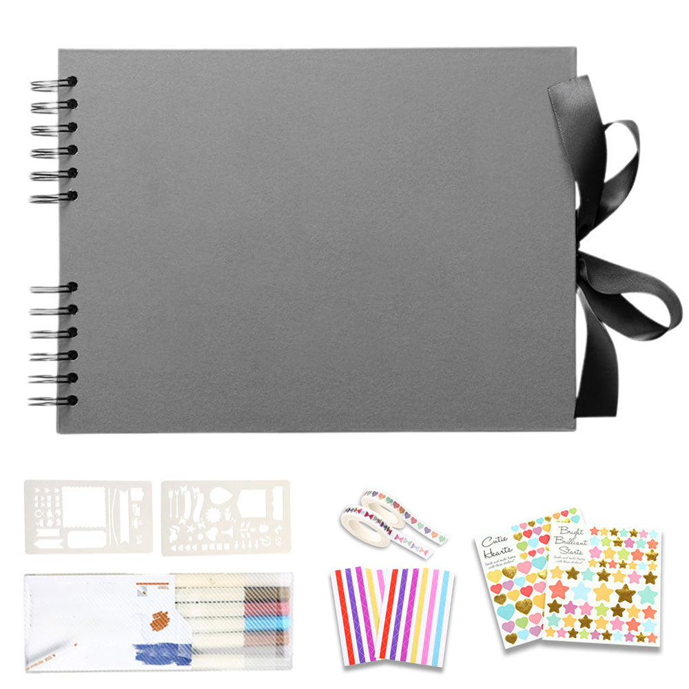 29x21.5CM DIY Photo Album 80 Pages Black Scrapbook Set