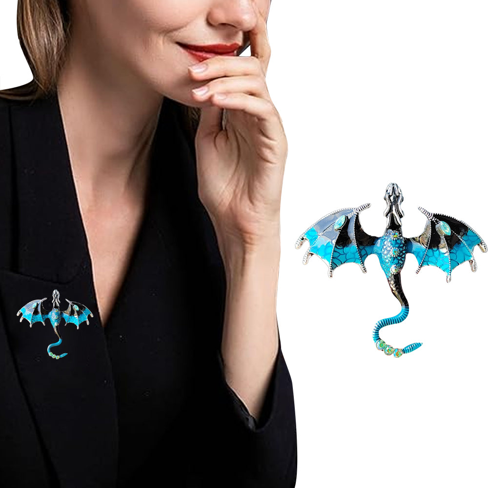 2Pcs Flying Dragon Brooch Pin Vintage Punk Flying Dragon Brooch