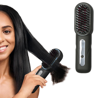 Rechargeable Cordless Hair Straightener Brush with LED Display
