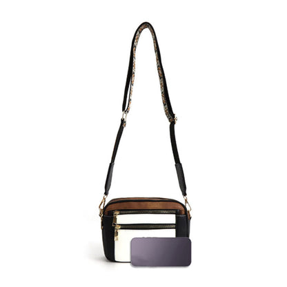 Small PU Crossbody Bag for Women Color-Block Shoulder Bag