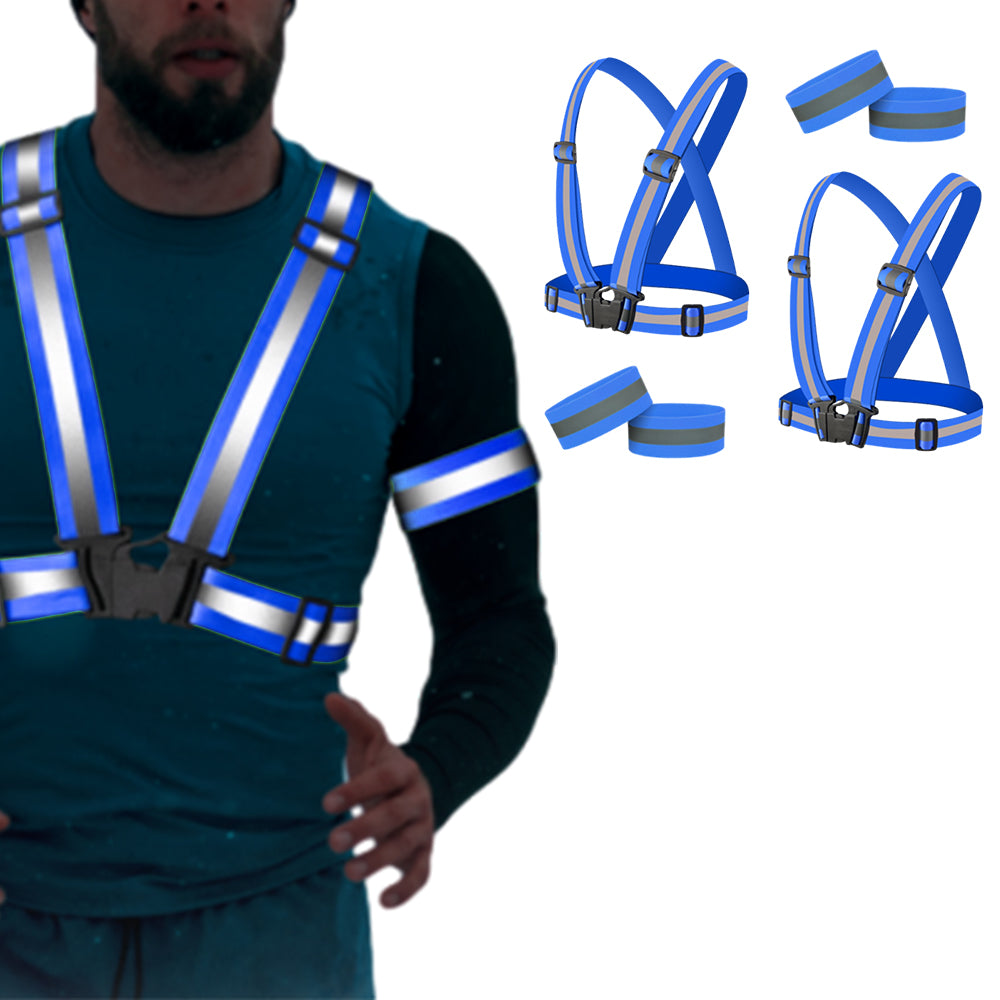 4Pcs Reflective Adjustable Security Vests with 4 Arm Bands for Running
