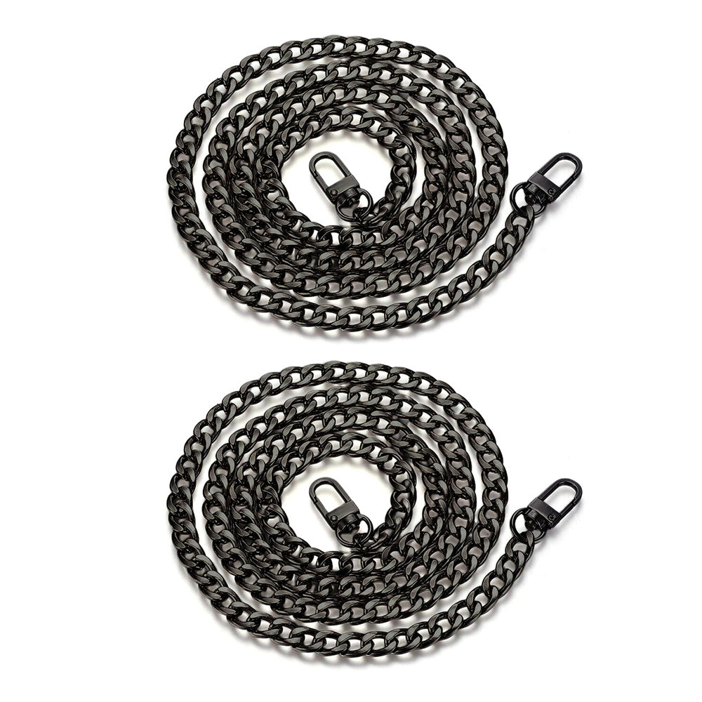 2Pcs Flat Chain Shoulder Strap Replacement Metal Bag Strap with Hook Clasps for Handbags Purses
