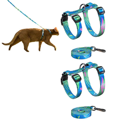 2Pcs Cat Adjustable Harness and Leash Set