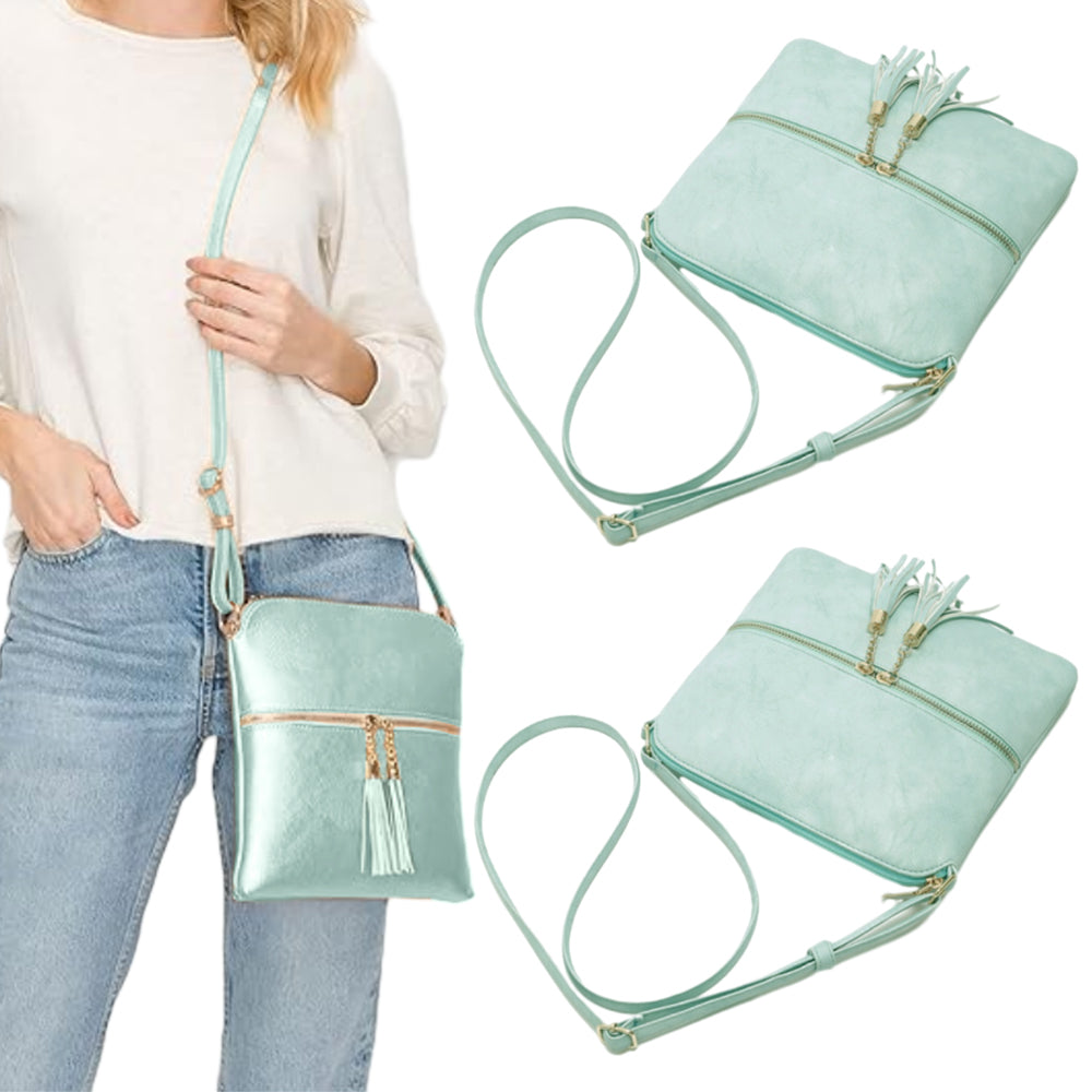 2Pcs Ladies Cross Body Bag with Tassel