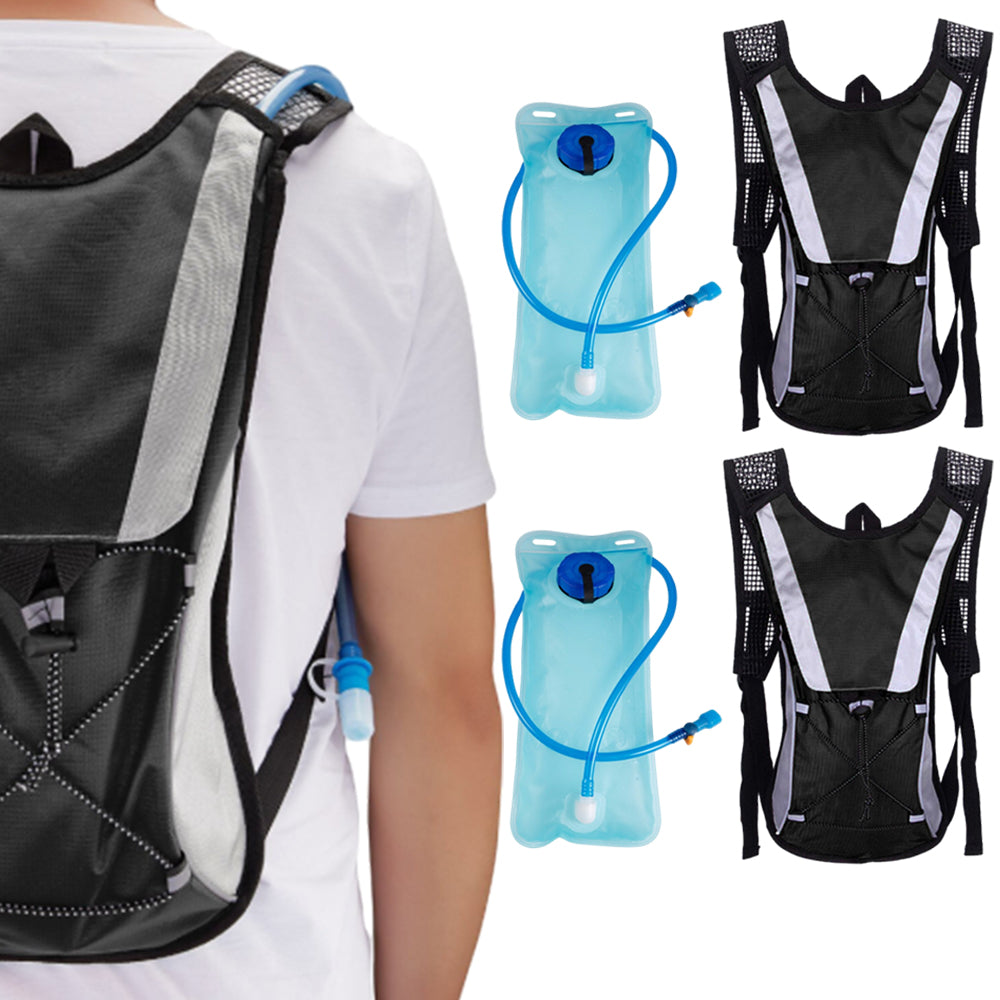 2Pcs Hydration Pack Backpack Bag With 2L Water Bladder For Hiking Camping