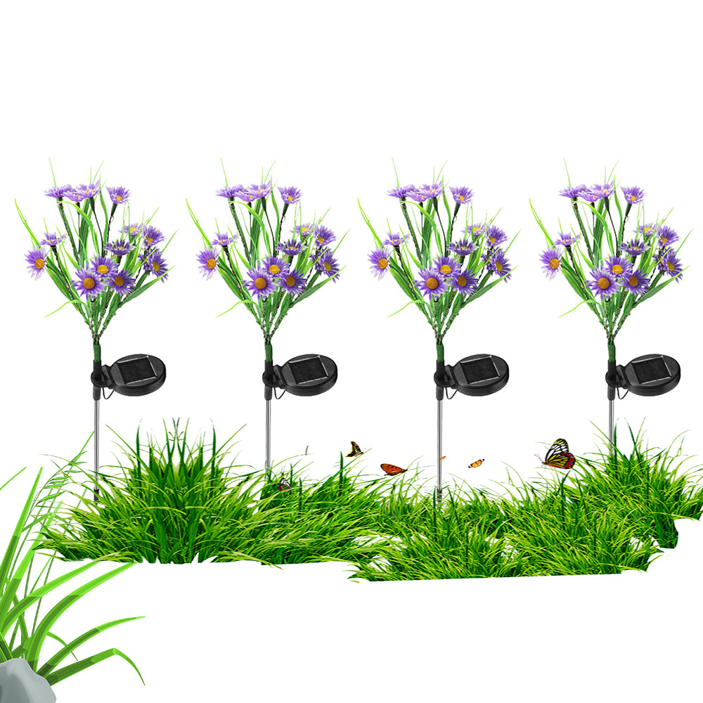 4Pcs Solar Garden Flowers Stake Light