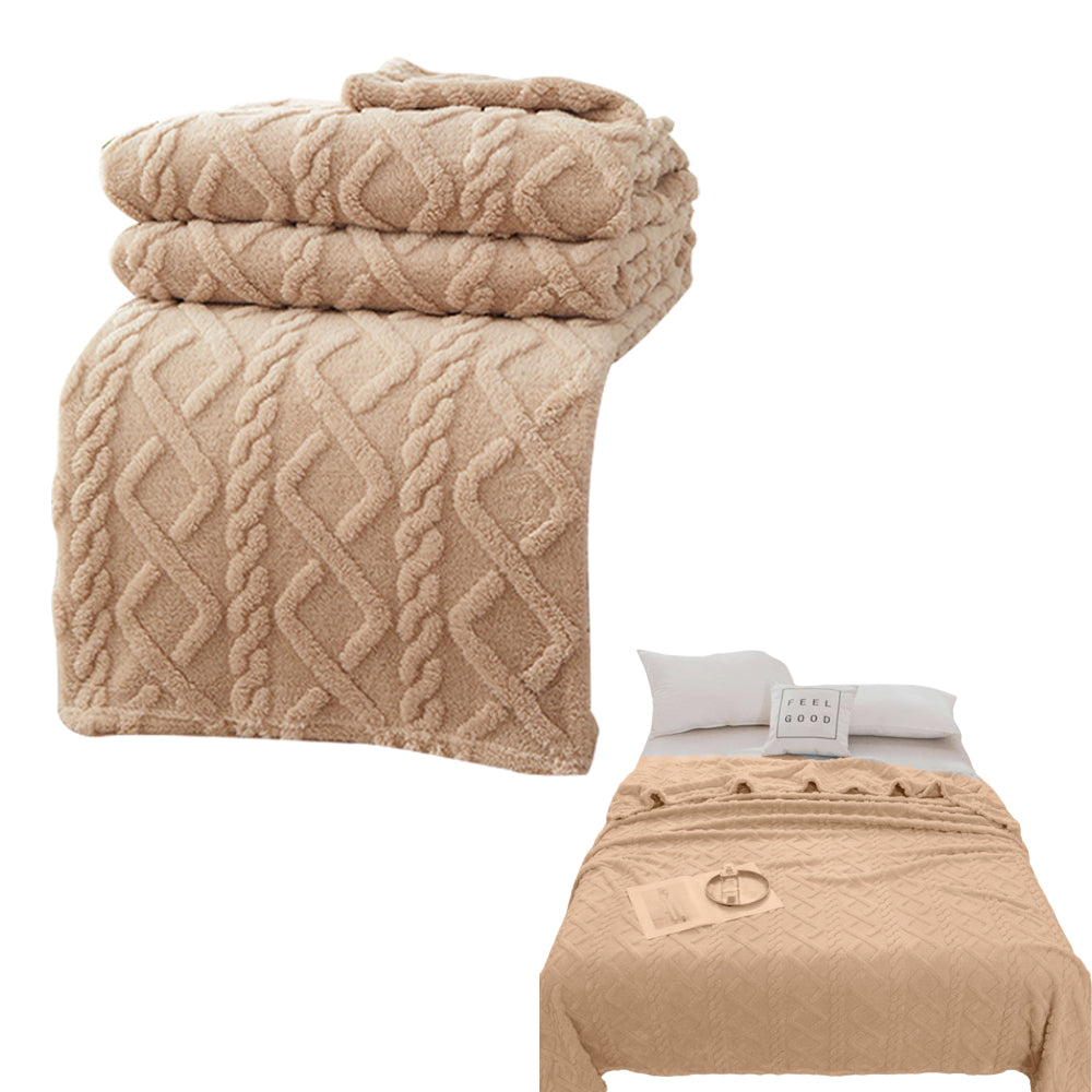 Soft Warm Reversible Faux Long Plush Blanket