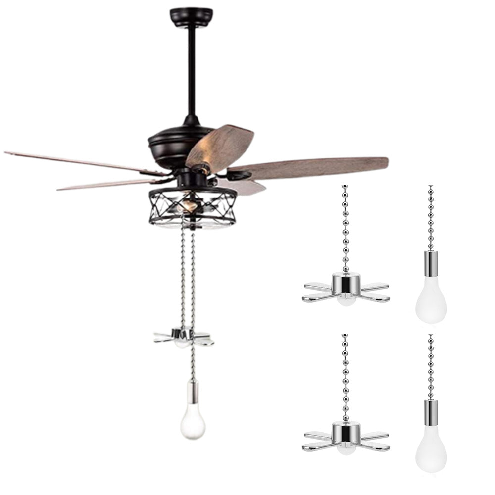 2Pcs Ceiling Fan Light Bulb Pull Chain Beaded Ball Extension Connector Decor