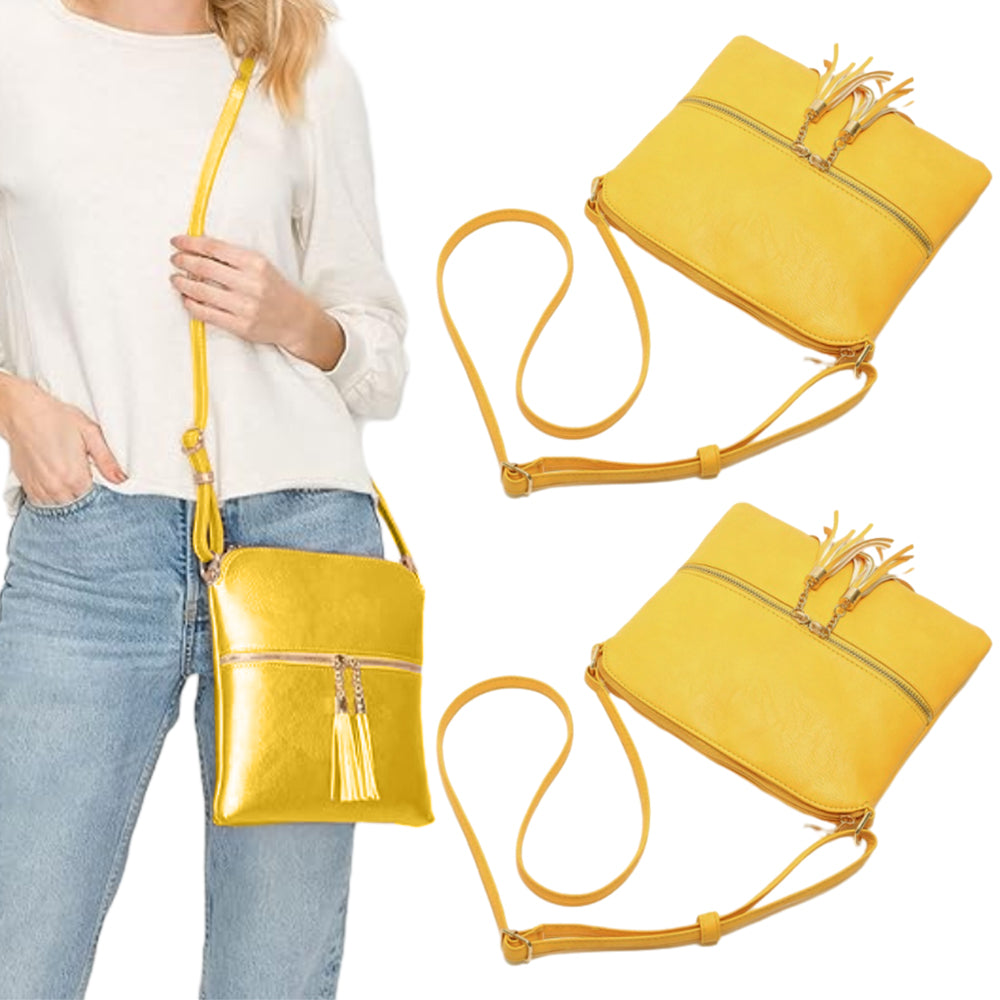2Pcs Ladies Cross Body Bag with Tassel