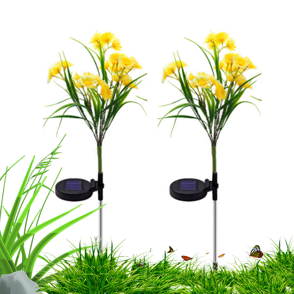 2Pcs Solar Garden Flowers Stake Light