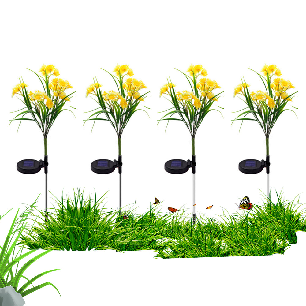 4Pcs Solar Garden Flowers Stake Light