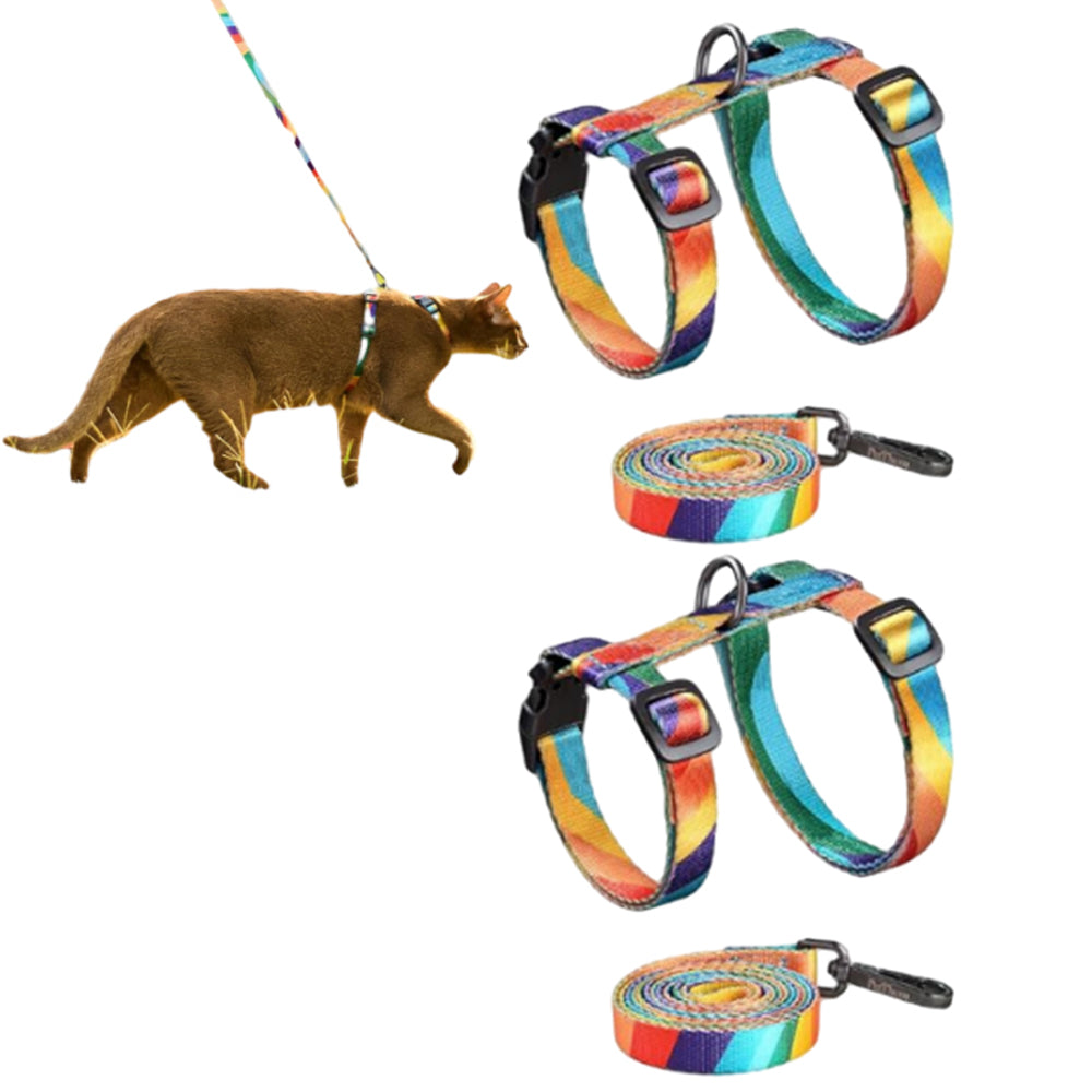 2Pcs Cat Adjustable Harness and Leash Set