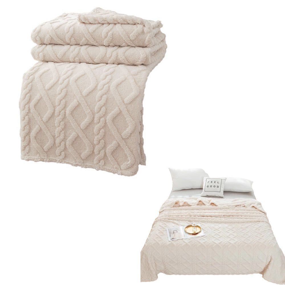 Soft Warm Reversible Faux Long Plush Blanket