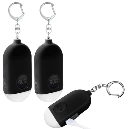 2Pcs Rechargeable Personal Security Alarm Keychain With LED 130dB Self-Defense Alarm