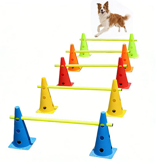 Dog Agility Training Set 10 Cones 5 Poles Adjustable Height Hurdle for Pets