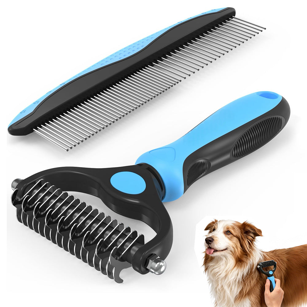 Two Sets Pet Grooming Combo Shedding and Dematting Brush for Dogs Cats