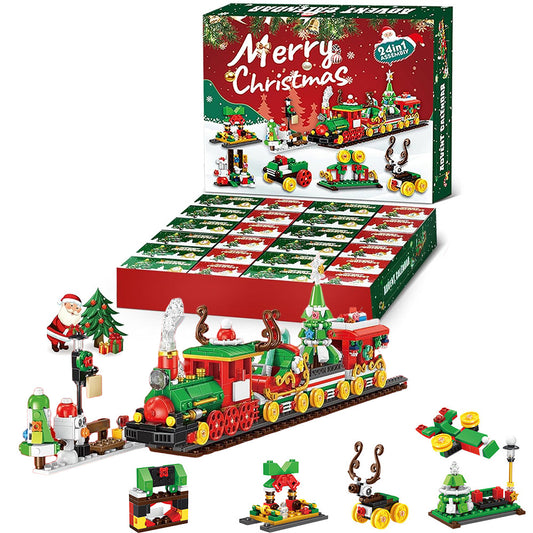 Advent Calendar Countdown Christmas Train Building Blocks Set Christmas Toy
